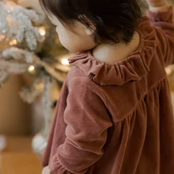 Velour Baby Dress in Cranberry by Quincy Mae