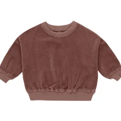 Velour Relaxed Sweatshirt in Cranberry by Quincy Mae