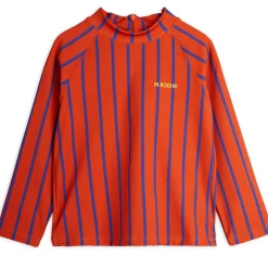 Vertical Stripe Long Sleeve UV Swim Top in Red by Mini Rodini