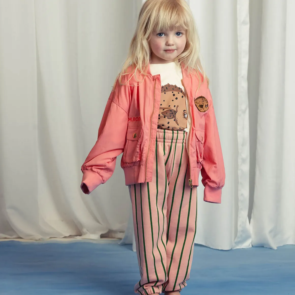 Vertical Stripe Sweatpants in Pink by Mini Rodini