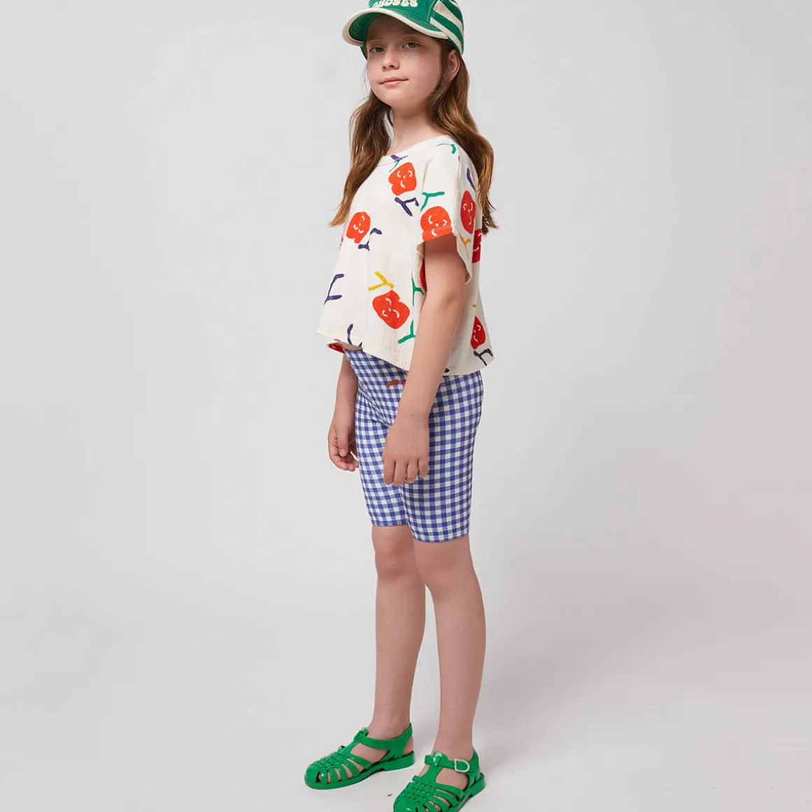 Vichy Legging Shorts in Blue by Bobo Choses