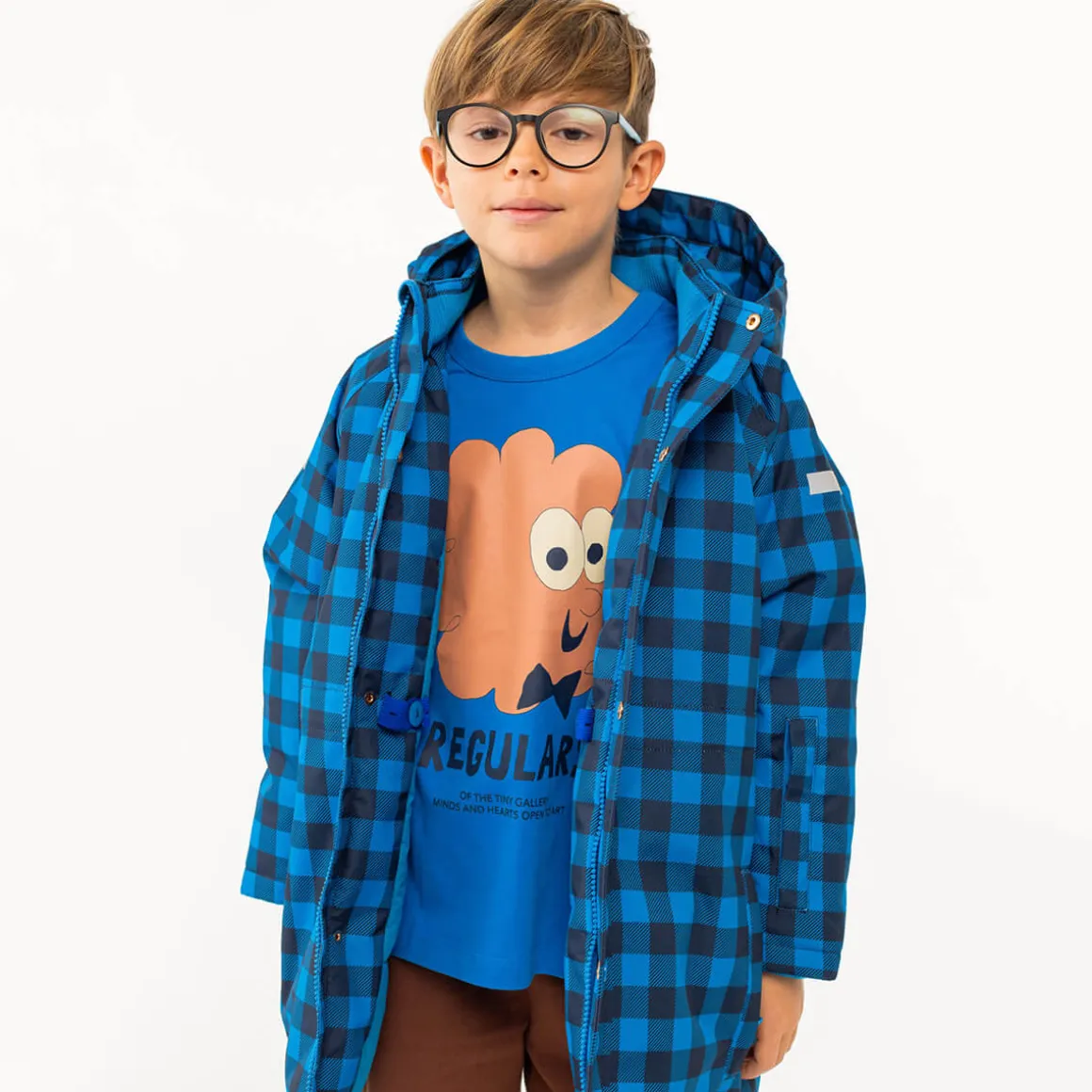 Vichy Snow Jacket in Blue / Navy by Tinycottons