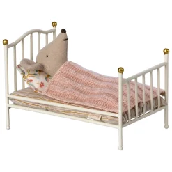 Vintage Mouse Bed in Off White with Pink Blanket by Maileg
