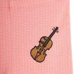 Violin Embroidered Leggings in Pink by Mini Rodini