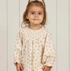 V Smocked Dress in Holly Berry by Quincy Mae