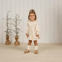 V Smocked Dress in Holly Berry by Quincy Mae