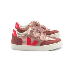 V-12 Velcro Leather Trainers in Pink Gold / Flouro by Veja