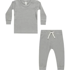 Waffle Top and Pant Set in Dusty Blue by Quincy Mae