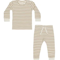 Waffle Top + Pant Set in Oat Stripe by Quincy Mae