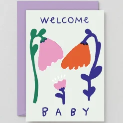 Welcome Baby Flower Greetings Card by Rozalina Burkova for Wrap