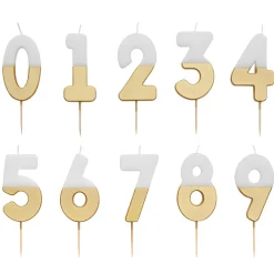 White And Gold Birthday Number Candles by Talking Tables