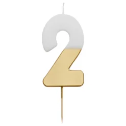 White And Gold Birthday Number Candles by Talking Tables