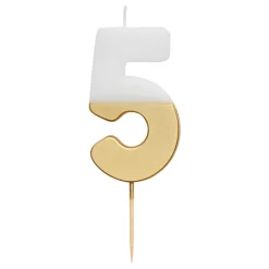White And Gold Birthday Number Candles by Talking Tables