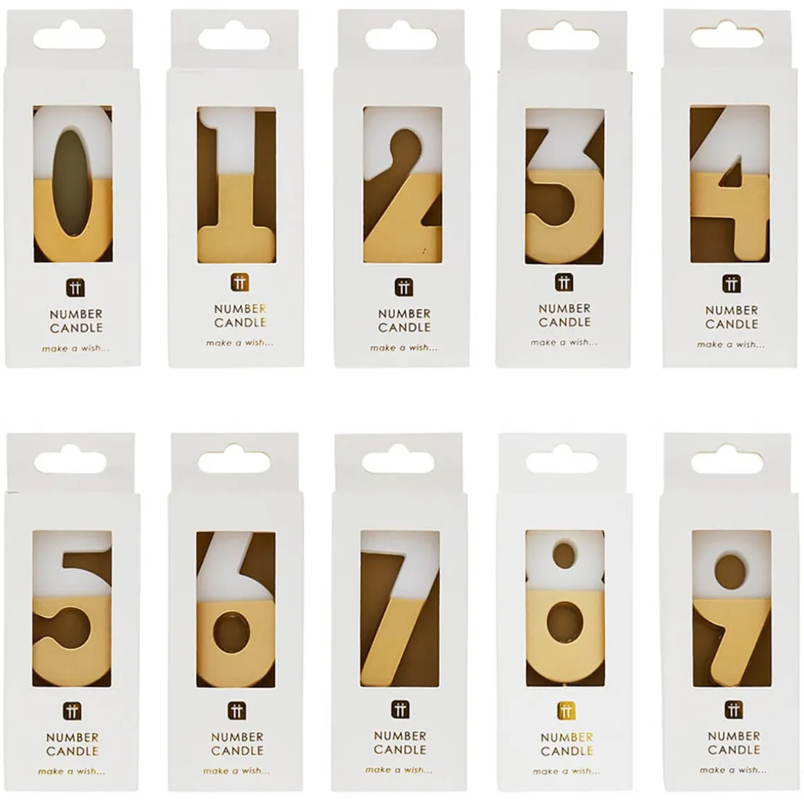 White And Gold Birthday Number Candles by Talking Tables