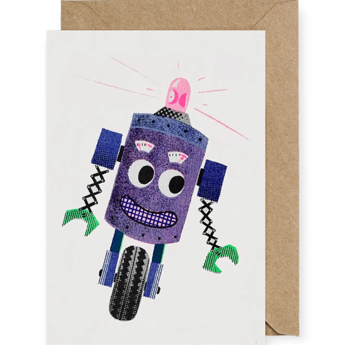 Whizz Robot Greetings Card by Petra Boase