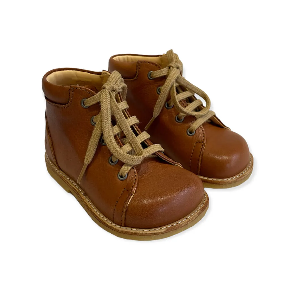 Wide Fit Lace Up Starter Boots in Cognac by Angulus