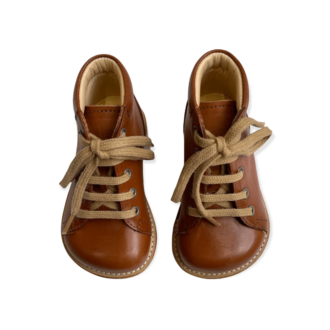 Wide Fit Lace Up Starter Boots in Cognac by Angulus