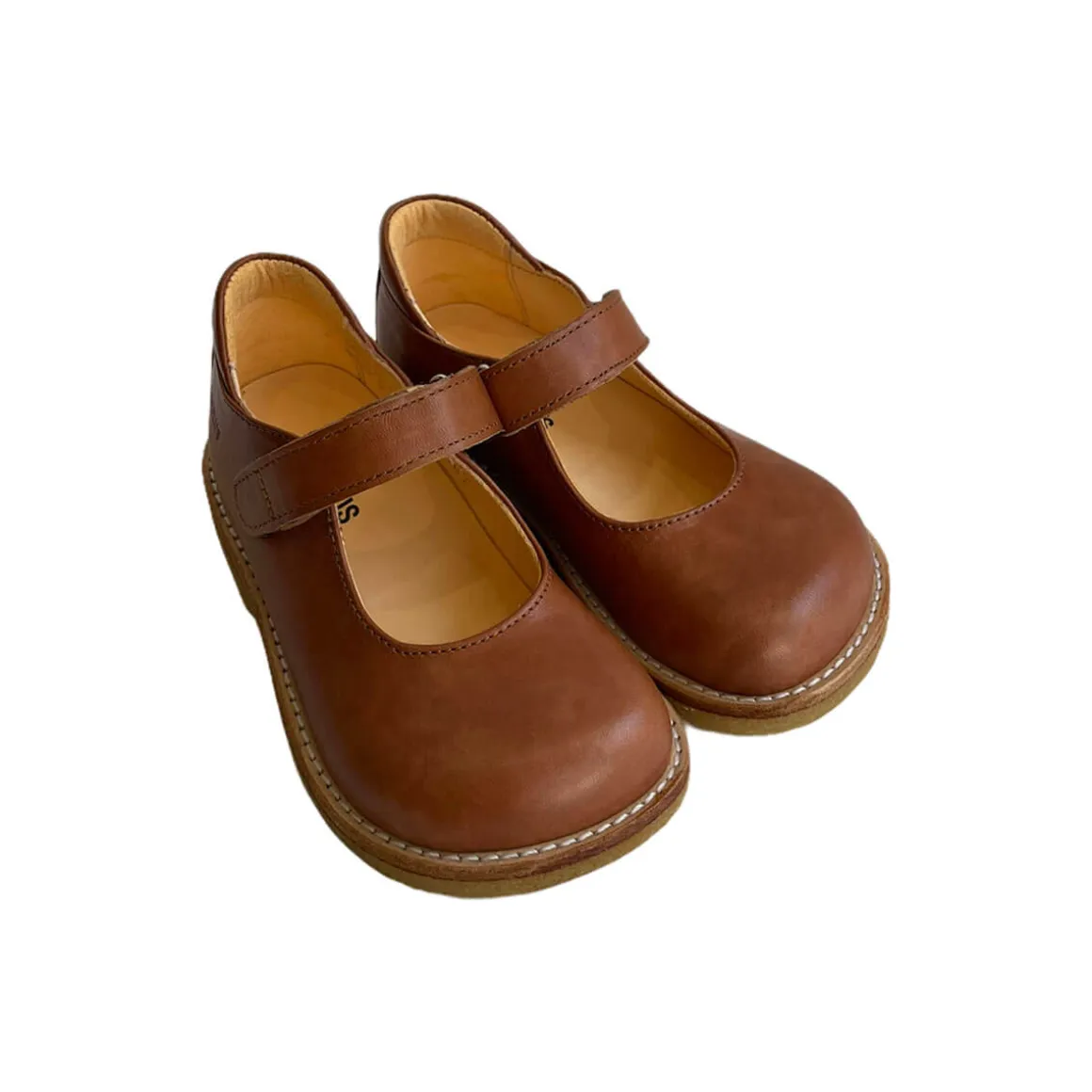 Wide Fit Mary Janes in Tan by Angulus