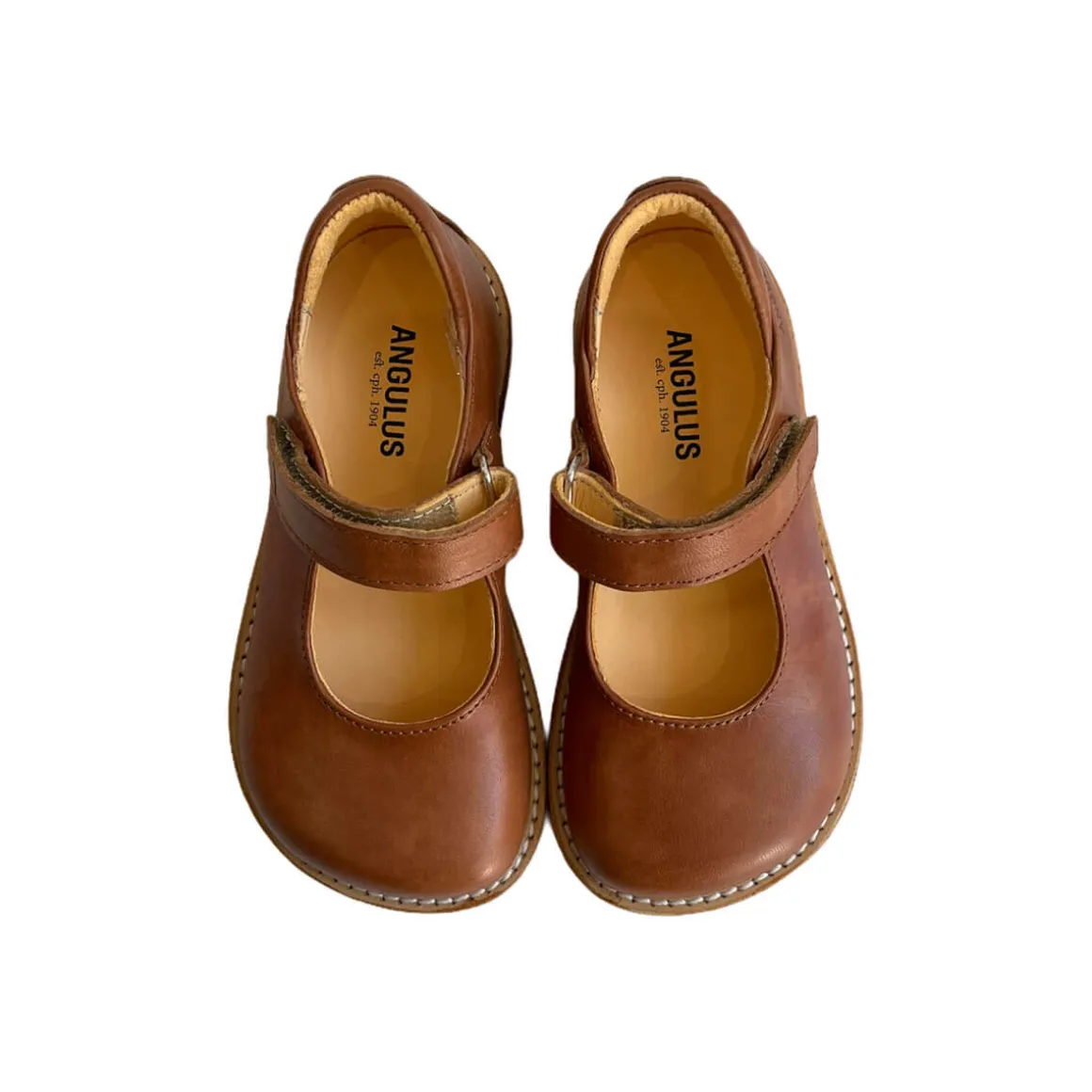 Wide Fit Mary Janes in Tan by Angulus