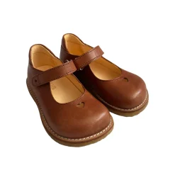 Wide Fit Mary Janes with Heart in Tan by Angulus - Last Ones In Stock - EUR 22-24