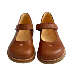 Wide Fit Mary Janes with Heart in Tan by Angulus - Last Ones In Stock - EUR 22-24