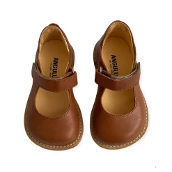 Wide Fit Starter Mary Janes in Cognac by Angulus