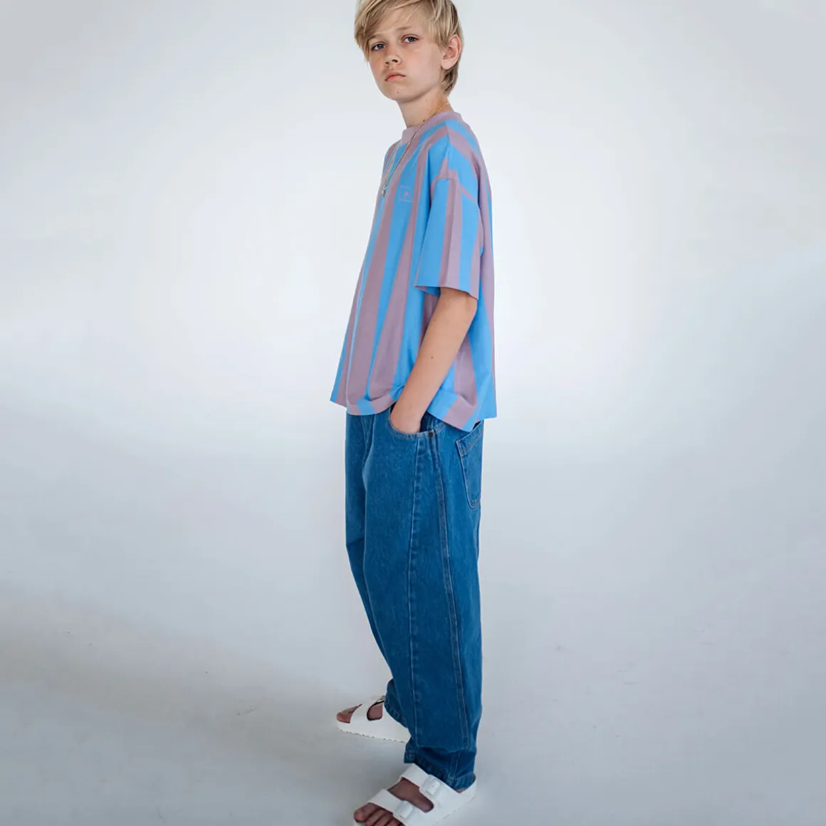 Wide Pant in Medium Blue by Repose AMS