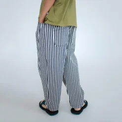 Wide Pant in Navy Eggshell Stripe by Repose AMS