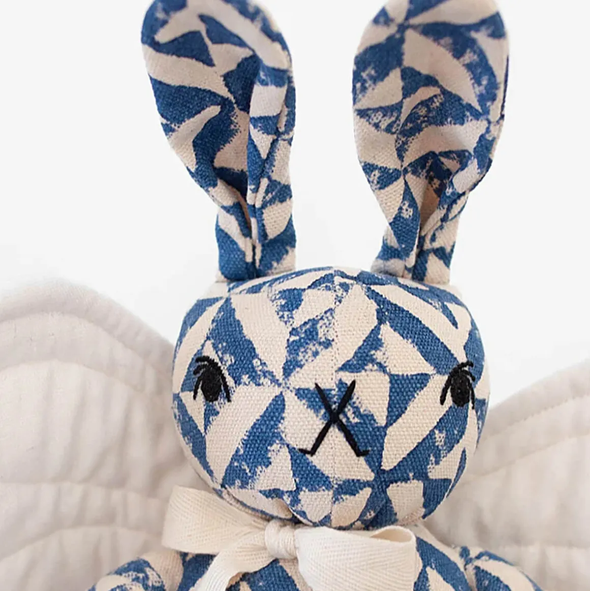 Winged Rabbit in Block Printed Sky by Polka Dot Club