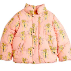 Winter Flowers Puffer Jacket in Peach by Mini Rodini