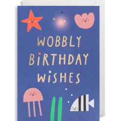 Wobbly Birthday Wishes Greetings Card by Susie Hammer for Lagom Design