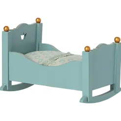 Wooden Cradle for Mouse in Blue by Maileg