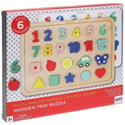 Wooden Tray Puzzle - Numbers, Shapes & Colours by Petit Collage