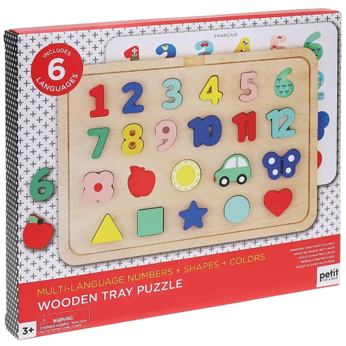 Wooden Tray Puzzle - Numbers, Shapes & Colours by Petit Collage
