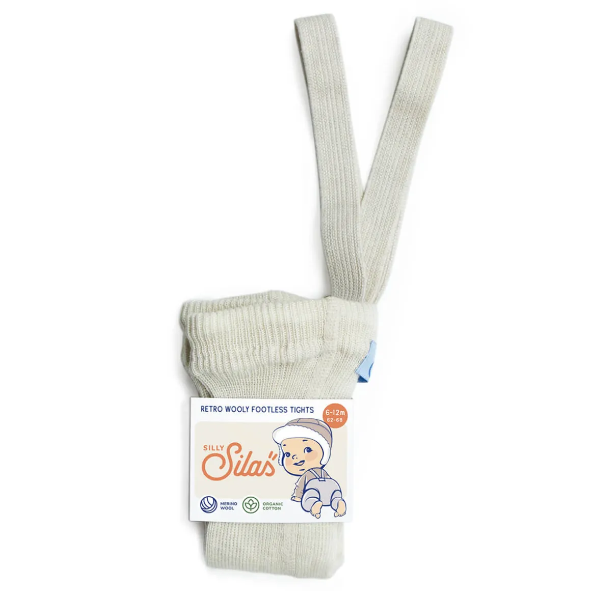 Woolly Footless Tights With Braces in Cream Blend by Silly Silas