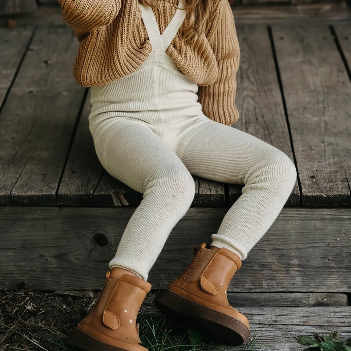 Woolly Footless Tights With Braces in Cream Blend by Silly Silas