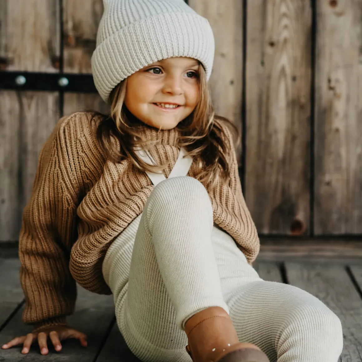 Woolly Footless Tights With Braces in Cream Blend by Silly Silas