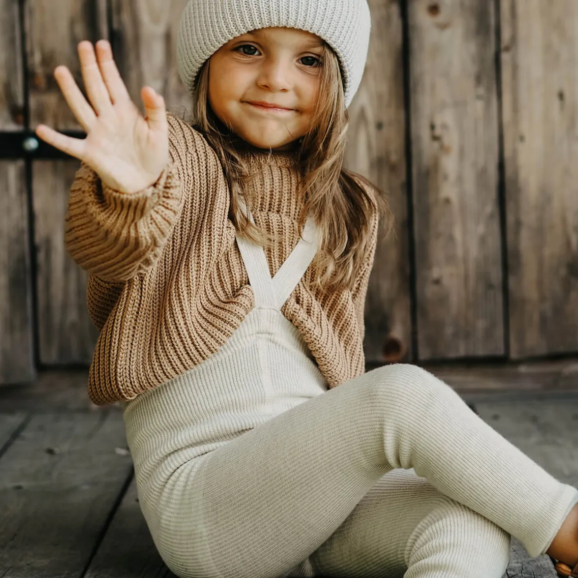 Woolly Footless Tights With Braces in Cream Blend by Silly Silas