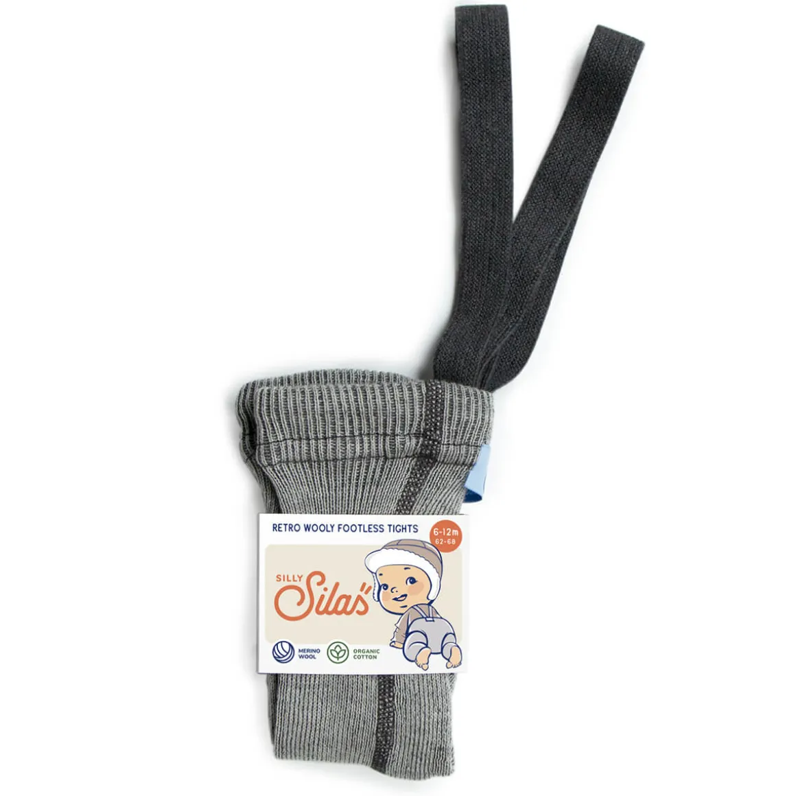 Woolly Footless Tights With Braces in Granite Grey by Silly Silas