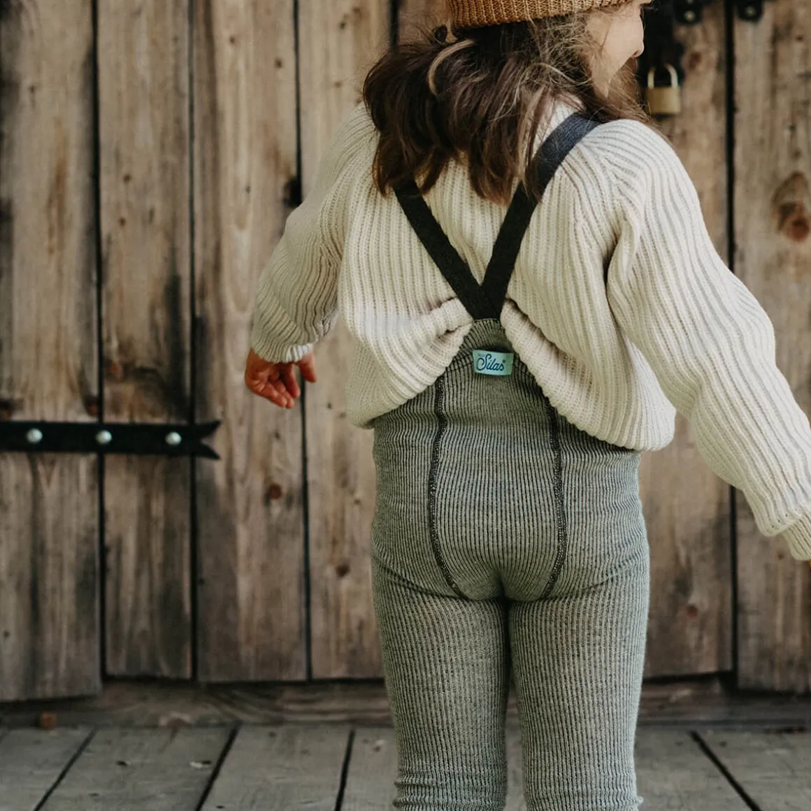 Woolly Footless Tights With Braces in Granite Grey by Silly Silas