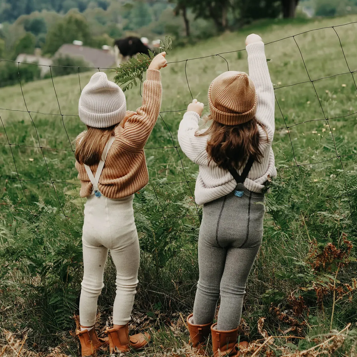 Woolly Footless Tights With Braces in Granite Grey by Silly Silas