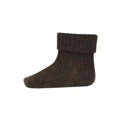 Wool Rib Ankle Socks in Brown Melange by MP Denmark