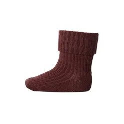 Wool Rib Ankle Socks in Dark Brick by MP Denmark