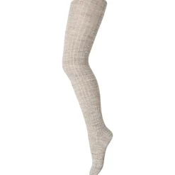 Wool Rib Tights in Light Brown Melange by MP Denmark