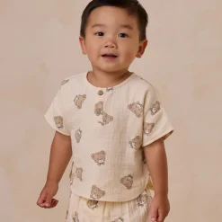 Woven Boxy Top + Short Set in Teddy by Quincy Mae