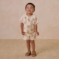 Woven Boxy Top + Short Set in Teddy by Quincy Mae