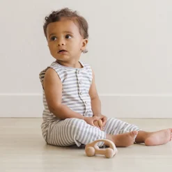 Woven Jumpsuit in Sky Stripe by Quincy Mae