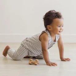 Woven Jumpsuit in Sky Stripe by Quincy Mae