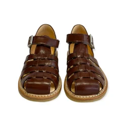 Woven Sandals with Buckle in Angulus Brown by Angulus