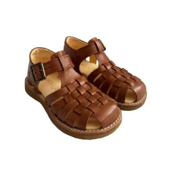 Woven Sandals with Buckle in Tan by Angulus